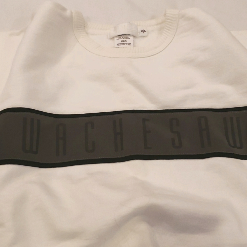 Vtg "Wachesaw" Crew Sweatshirt- white w/ Dark Gray front block label Size:SP